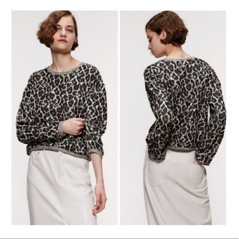 Zara animal print crew neck pullover sweater 🐆 NWOT 🐆 tag size Small 🐆